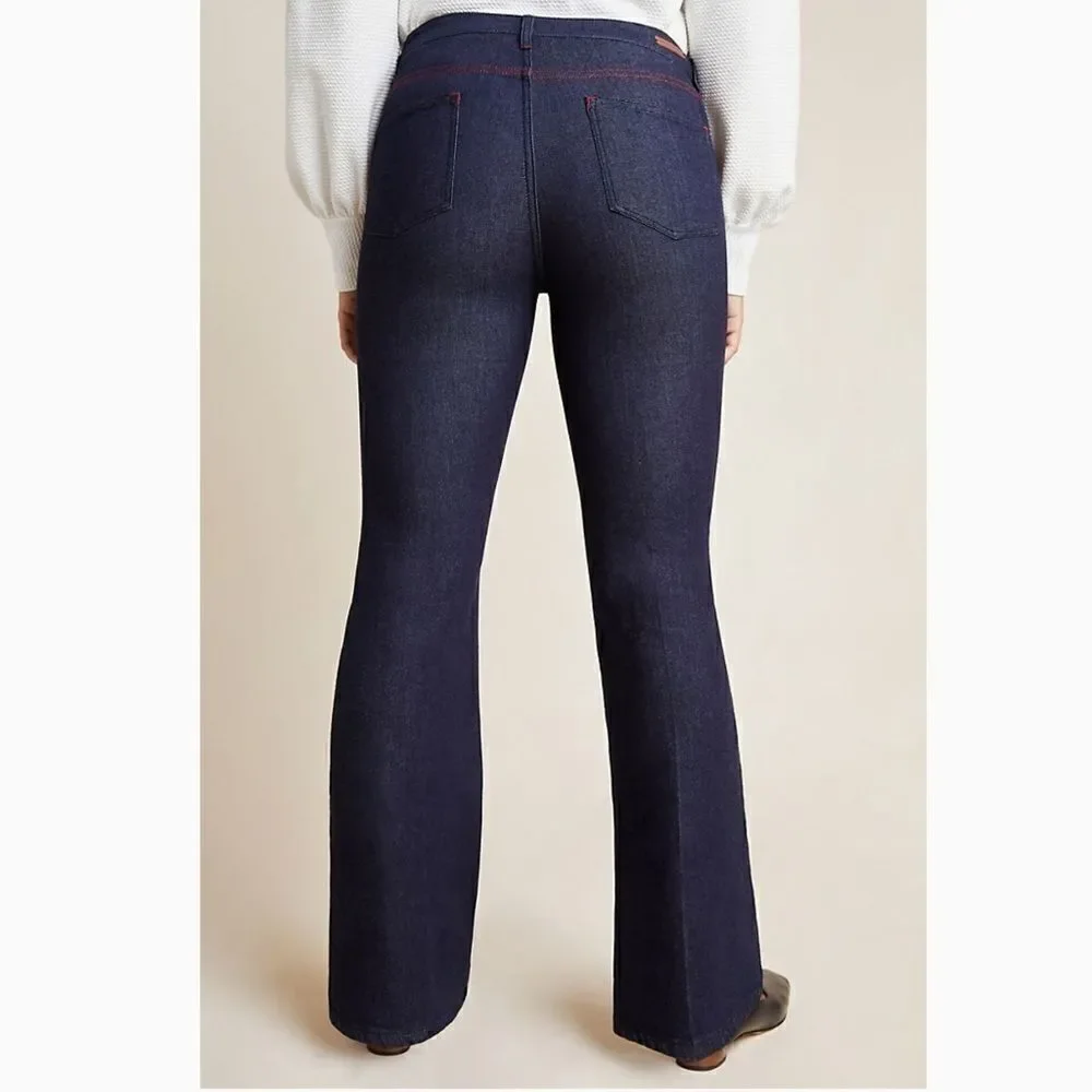Pilcro Stitched High-Rise Flare Blue Jeans